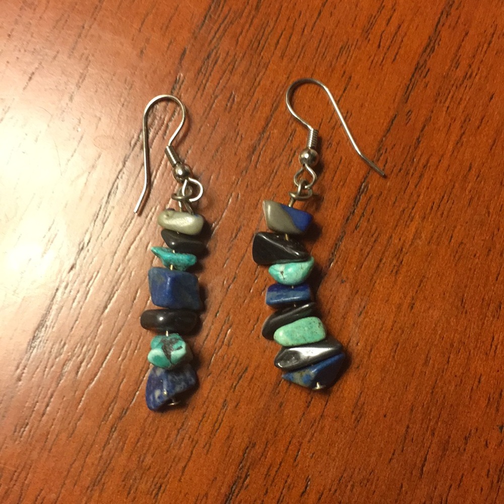 Genuine Lapis and Turquoise Drop Earrings
